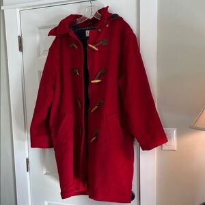 L.L. Bean Red Wool Coat with zipper and toggles